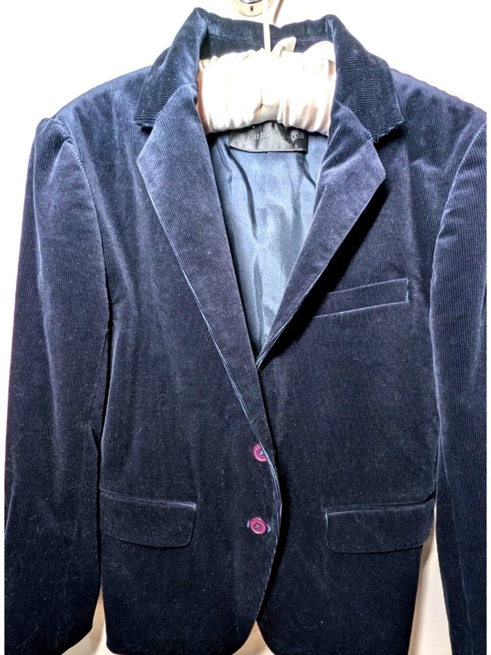 Jenni Kayne Double Button Deep Blue Corduroy Blazer Jacket, Women Size Medium